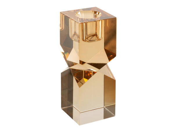 Lysestake krystall kronelys amber 4x10cm Krystallglass K5 