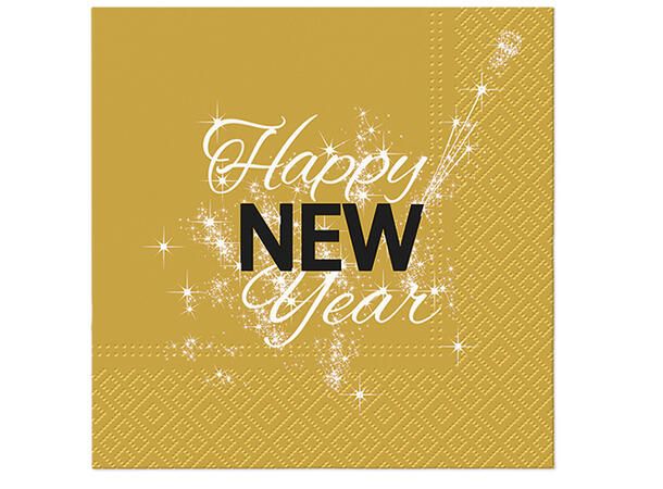 Serviett New Year gull Lunsjserviett 20 stk 3-lags 33x33cm 