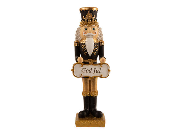 Tinnsoldat sort gull God Jul h:22cm 