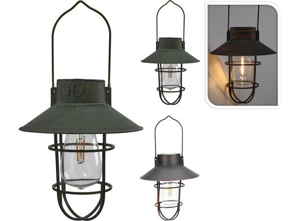Lampe LED solar 15x21cm bronse/sort 2ass Batteri:1x1.2V AAA Oppladbart 