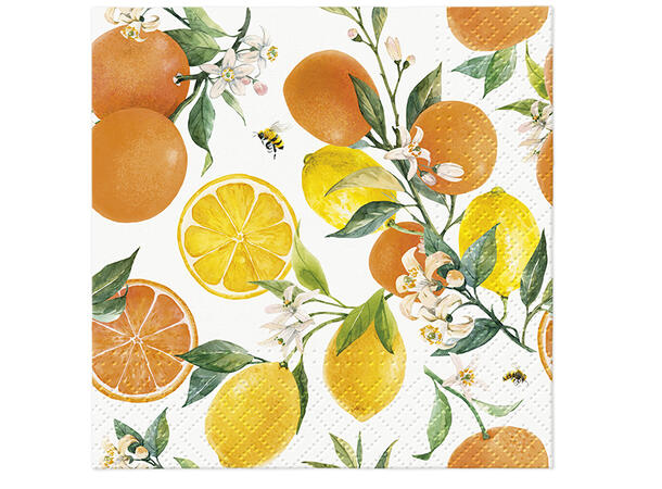 Serviett kaffe 20 stk Sitron og appelsin 3 lag 25x25cm 