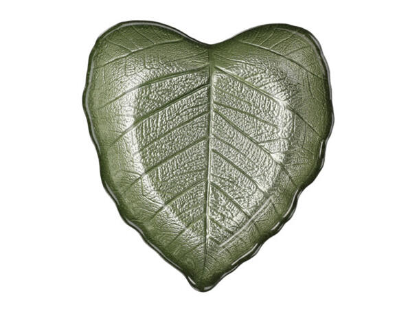 Skål blad glass 16x4cm 290gr 4 ass Forpk:20stk Metallisk lys og mørk grønn 