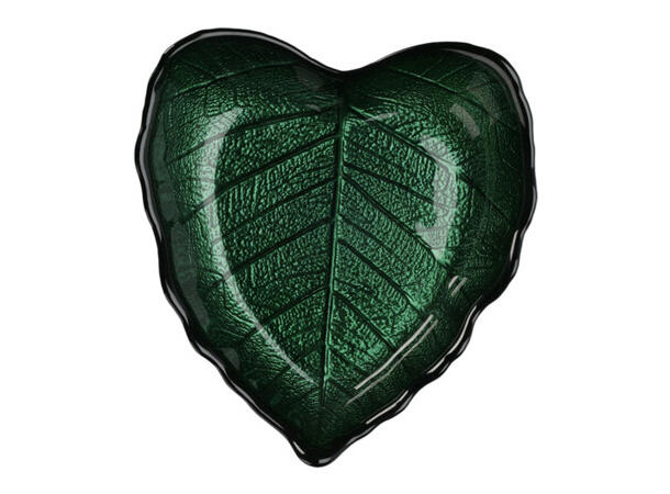Skål blad glass 16x4cm 290gr 4 ass Metallisk lys og mørk grønn 