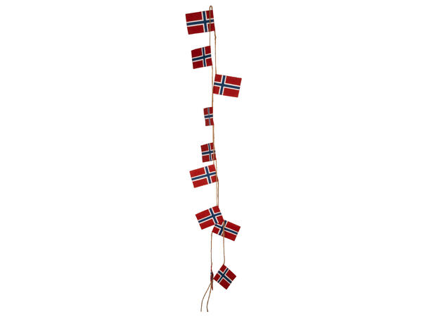 Flagg Norge 10stk m/tau 250cm 10x7,2cm Flagg 100 % bomull 