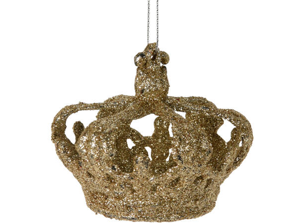 Krone champagne m/glitter 7,5cm 2stk Display 12pk 