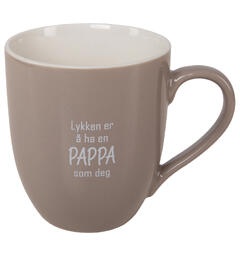 Krus Lykken...pappa beige m/hvit tekst 250ml 250g D:8cm H:9cm Gaveeske