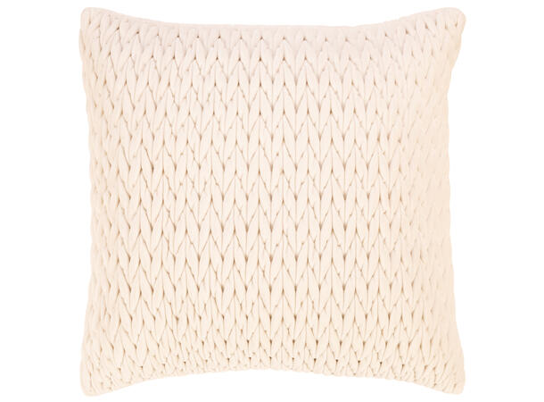 Pute 45x45cm m/trekk velur flettet krem Pute fjær/dun 780gram fyllvekt 
