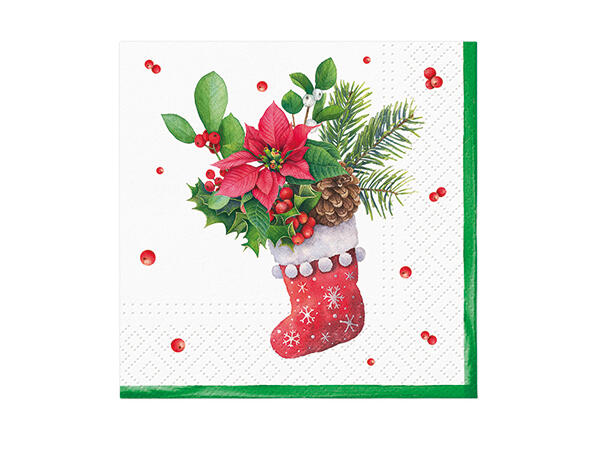 Serviett kaffe Sock Poinsettia Kaffeserviett 20 stk 3-lags 25x25cm 