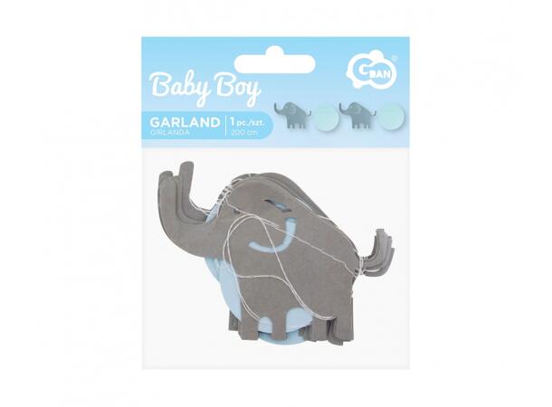 Girlander papir Elefanter blå 200cm Baby 