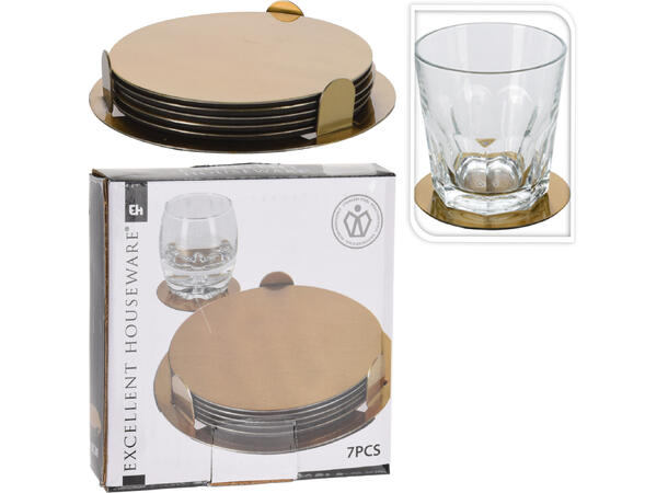 Glassbrikke metall gull d:10cm s/6 
