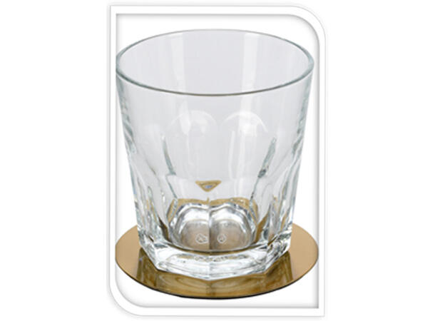 Glassbrikke metall gull d:10cm s/6 