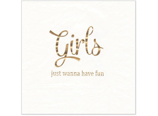 Serviett Girls Fun Hvit bladgull Lunsjserviett 20 stk 3-lags 33x33cm 