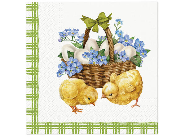 Serviett lunsj 20 stk Chicks with basket 3 lag 33x33cm 