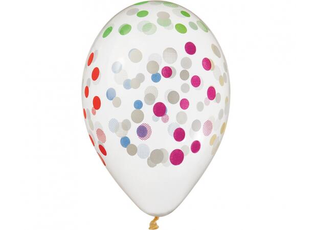 Ballong Confetti ass farger 33cm 5 stk Premium Helium latex 