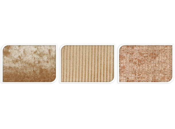 Dekorrull beige/gull velur 28x150cm 3ass Selges i display med  21 stk 