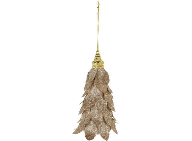 Julekule blader champagne glitter d:6cm 