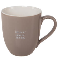 Krus Lykken...som deg beige m/hvit tekst 250ml 250g D:8cm H:9cm Gaveeske