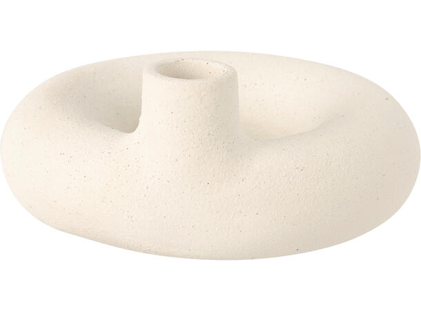 Lysestake donut hvit sand 14x6cm 