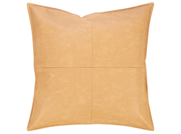 Pute 45x45cm m/trekk skinn PU Beige Pute fjær/dun 780gram fyllvekt 
