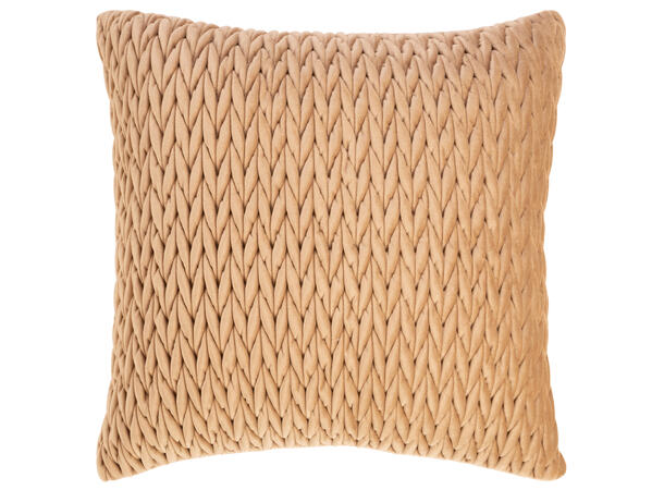 Pute 45x45cm m/trekk velur flett. l.brun Pute fjær/dun 780gram fyllvekt 