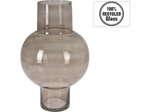 Vase glass resirkulert lys brun 28x38cm 