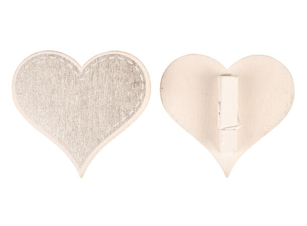 Bordkort hjerte 6x5,5cm sølv m/hvit 12st Med klype 