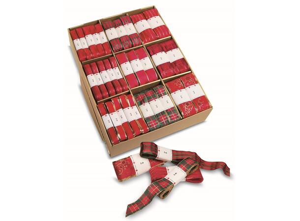 Bånd rød Jul 150 i display 3m 9ass Display 150stk 