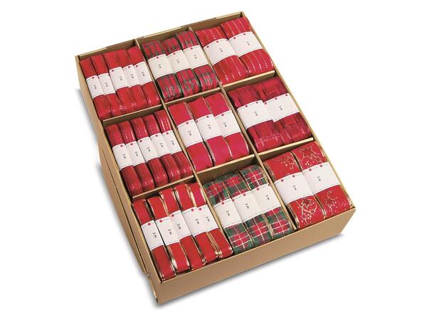 Bånd rød Jul 150 i display 3m 9ass Display 150stk 