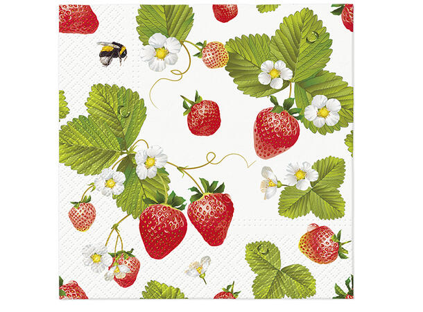 Serviett Strawberries bees Lunsjserviett 20 stk 3-lags 33x33cm 