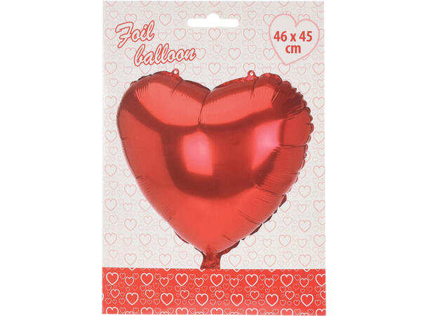 Ballong folie hjerte rød/rosa 2ass Til luft/helium 46x45cm 