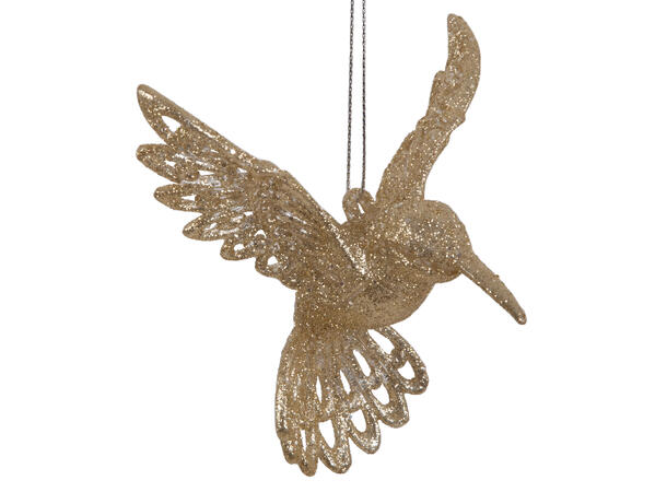 Fugl henge blank m/glitter 10cm Display 12stk 