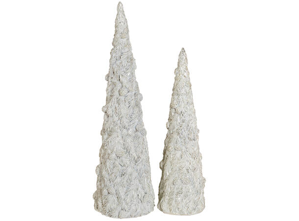Juletre hvit m/sølv kongler h:33/42 s/2 10,5x33,5/13x42,3cm 