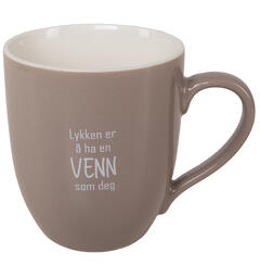 Krus Lykken...venn beige m/hvit tekst 250ml 250g D:8cm H:9cm Gaveeske