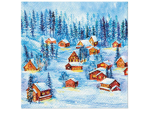 Serviett lunsj 20 stk Winter houses 3 lag 33x33cm 