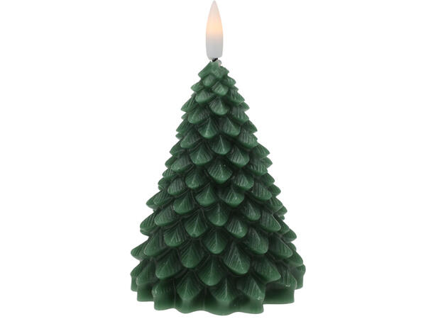 Stearinlys LED Juletre grønn Timer 11cm 11cm Batt: 2xAA Selges 12 stk i display 