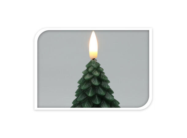 Stearinlys LED Juletre grønn Timer 11cm 11cm Batt: 2xAA Selges 12 stk i display 