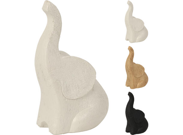 Elefant keramikk 11x7,5x17,5cm 3ass Vekt:300gram sort/natur/sand 