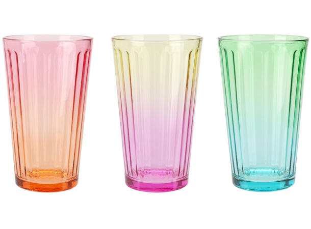 Glass Flower power 470ml h:12,5cm 3ass Forpk 6stk 