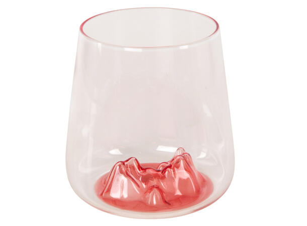 Glass blank med fjell h:9cm rosa 400ml Kan i oppvaskmaskin 