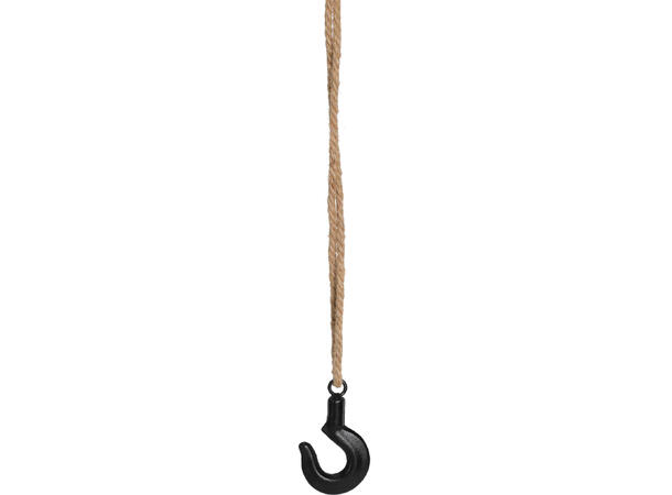 Krok sort metall hampetau d:11cm L:2m Til å henge blomsterpotter etc 