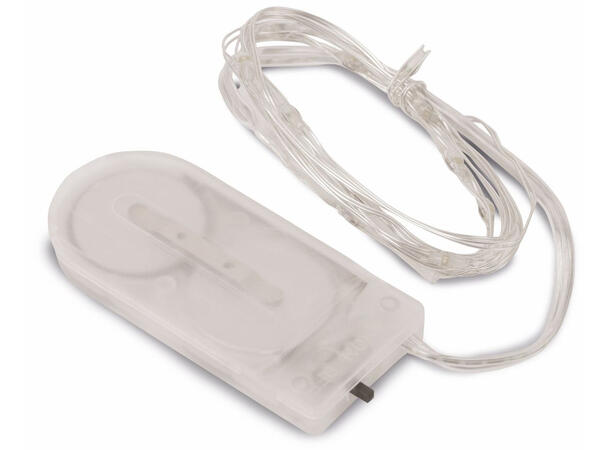 Lyslenke 10 LED varmhvit sølv 1m Batteri 2xCR2032 