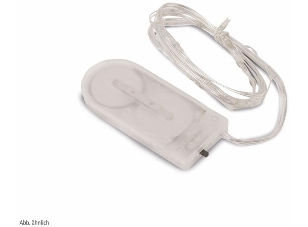 Lyslenke sølv LED 10 pære varmhvit 100cm Batteri:2xCR2032 
