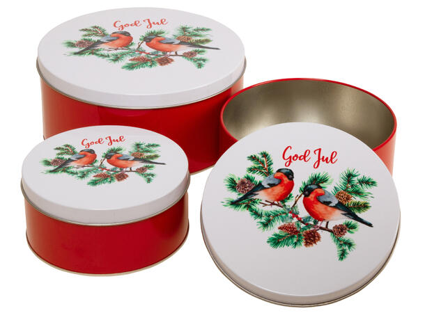 Metallboks Dompapp God Jul 6,7,9cm s/3 14x6,5cm 16x7cm 20x9cm 