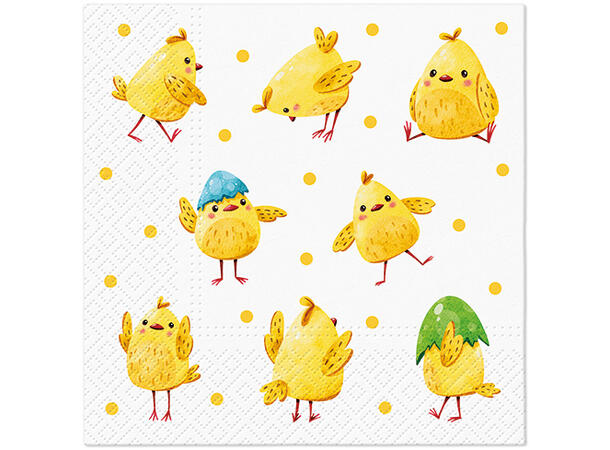 Serviett Crazy Chickens Lunsjserviett 20 stk 3-lags 33x33cm 