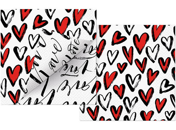 Serviett Fall in Love 2-sidig trykk Lunsjserviett 20 stk 3-lags 33x33cm 