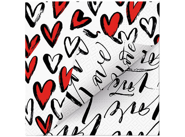 Serviett Fall in Love 2-sidig trykk Lunsjserviett 20 stk 3-lags 33x33cm 