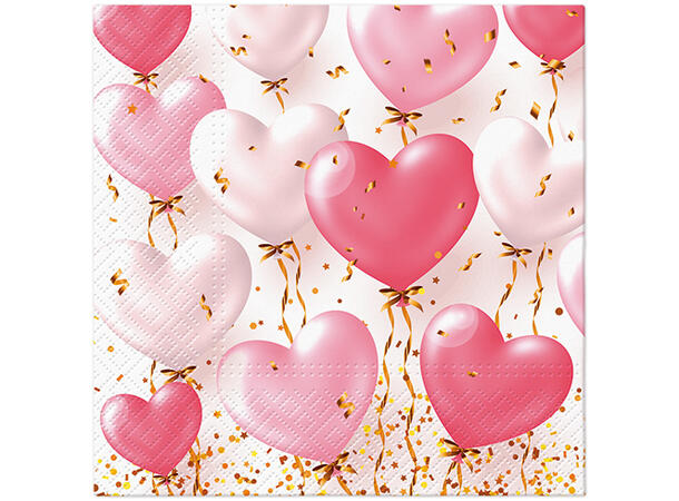 Serviett Heart Balloon Rose Lunsjserviett 20 stk 3-lags 33x33cm 