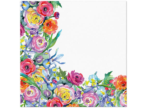 Serviett Painted Rose Corner Lunsjserviett 20 stk 3-lags 33x33cm 