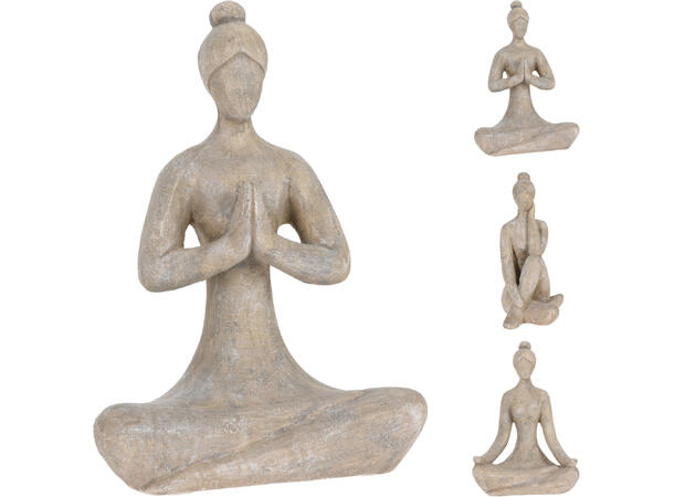Figur Yoga sittende grå h:29,5cm 3ass 20x12,5x29,5cm 