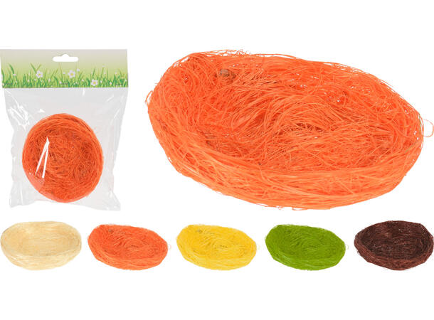 Fuglereir flettet strå 10x10x2,5cm 5ass Brun Beige Grønn Orange Gul 